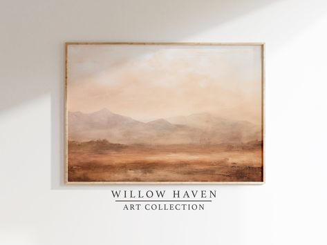 Earthy Wall Art, Vintage Style Painting, 2023 Bedroom, Clinic Office, Minimalist Mountain, Desert Print, Earth Tone Wall Art, Mountain Landscape Painting, Mountain Painting