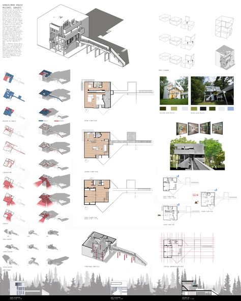 Hanselmann House Michael Graves Precedent Study Architecture Board Design Massing Studies Architecture, Concept Sheet Architecture Student Ideas, Architectural Precedent Study, Massing Study Architecture, Precedent Studies Architecture, Precedents Study Architecture, Architecture Precedent Study Layout, Precedent Study Architecture, Hanselmann House