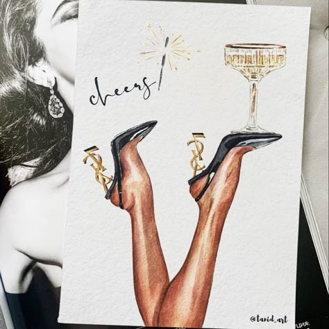 Yves Saint Laurent (YSL) shoes illustration watercolor postcard fashion sketch champange Ysl Painting, Ysl Heels Drawing, Heels Drawing Sketches, Ysl Drawing, Ysl Sketches, Arch Ideas, Fashion Illustration Tutorial, Illustration Tutorial, Modern Postcard