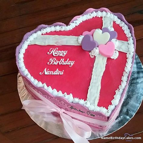 Happy Birthday Nandini - Video And Images Shaped Birthday Cake, Heart Shaped Birthday Cake, Happy Birthday Jennifer, Heart Birthday Cake, Happy Birthday Sarah, Birthday Card With Name, Happy Birthday Cake Photo, Birthday Cake For Husband, Cake For Husband