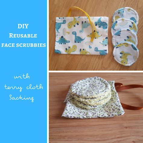 DIY Reusable face scrubbies with terry cloth backing Terry Cloth Projects, Diy Face Wash, Handwashing Clothes, Facial Cloths, Face Scrubbies, Dinosaur Fabric, Scrunchies Diy, Sewing To Sell, Keeping It Real