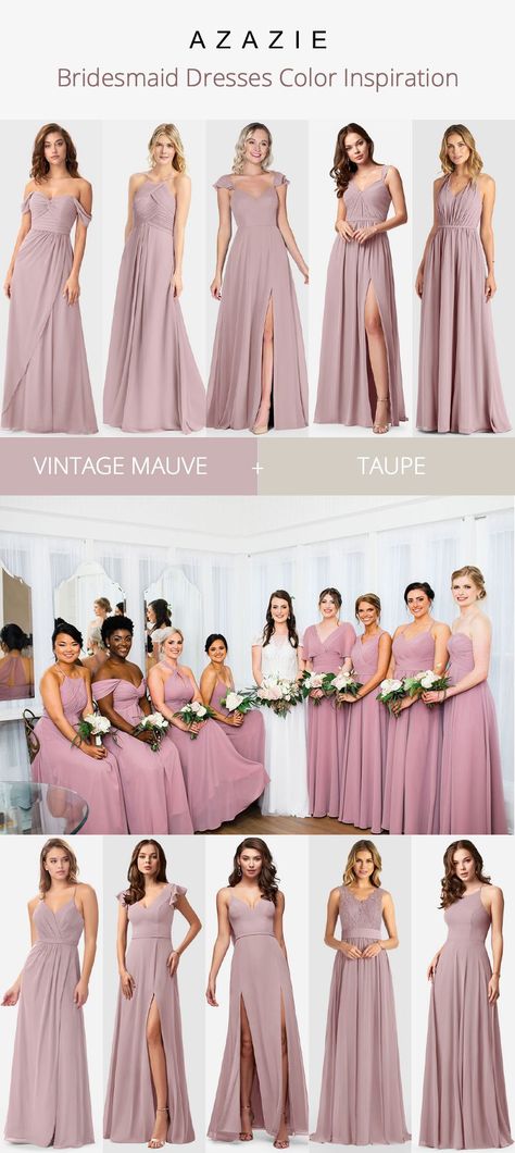 Dark Mauve Dress, Dusty Pink Bridesmaid, Wardrobe Color Guide, Dusty Rose Wedding Colors, Wisteria Bridesmaid Dresses, Dusty Rose Bridesmaid, Wedding Motif, Dusty Pink Bridesmaid Dresses, Mauve Bridesmaid