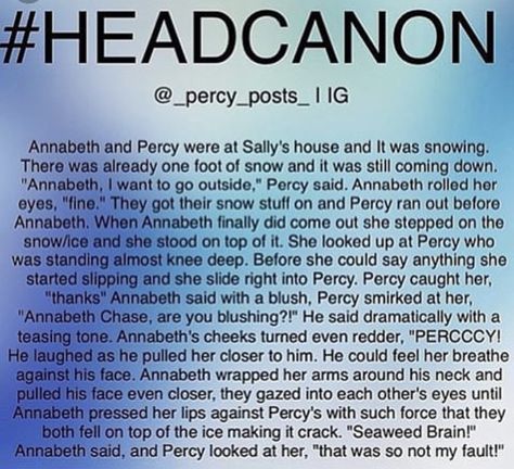 Percabeth Headcanon, Pjo Headcannons, Percy Jackson Annabeth Chase, Percy Jackson Head Canon, Avatar The Last Airbender Funny, Percy And Annabeth, Pjo Hoo, Seaweed Brain, Peter Johnson