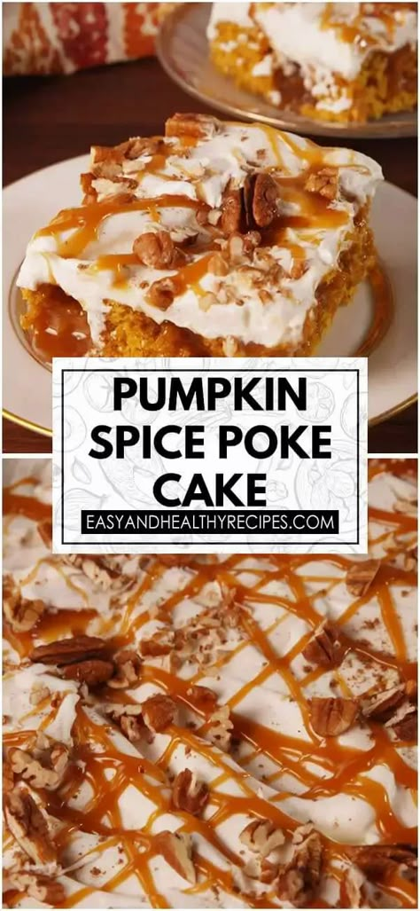 Pumpkin Spice Poke Cake – By the Recipes Pumpkin Pie Recipe With Condensed Milk, Pumpkin Spice Poke Cake, Spice Poke Cake, Poke Recipes, Recipe With Condensed Milk, Pumpkin Spice Cake Recipe, Pumpkin Spice Pecans, Pumpkin Poke Cake, Spice Cake Recipe