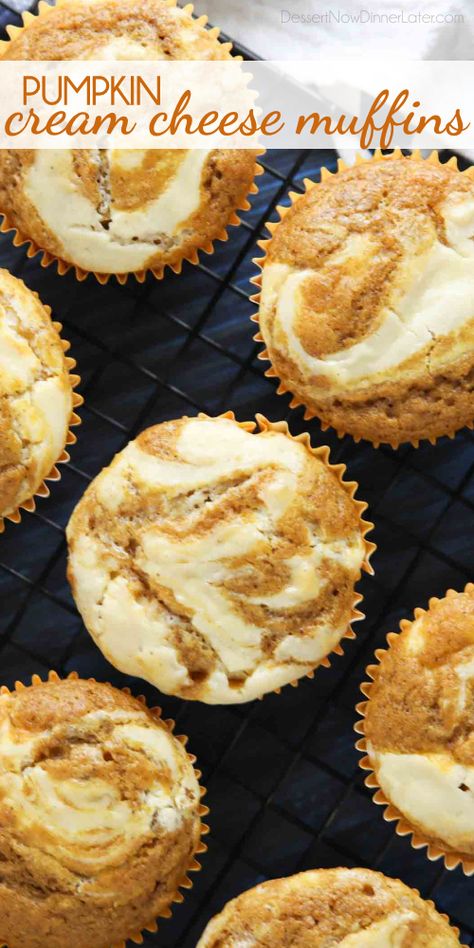 Pumpkin Roll Muffins, We Pumpkin Muffins, Easy Pumkin Desserts, Easy Pumpkin Baked Goods, Pumpkin Swirl Cheesecake Muffins, Cheesecake Pumpkin Muffins, Easy Dessert Recipes Pumpkin, East Fall Dessert Recipes, Pumpkin Muffin With Cream Cheese Filling