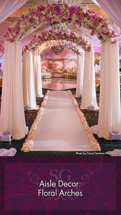 Pink And White Mandap Decor, Outdoor Indian Wedding Decor Gardens, Entrance For Wedding Decor, Shades Of Pink Wedding Decor, Indoor Mandap Decor Indian, Inauguration Ideas, Floral Entrance, Peach Wedding Decorations, Pastel Wedding Decorations