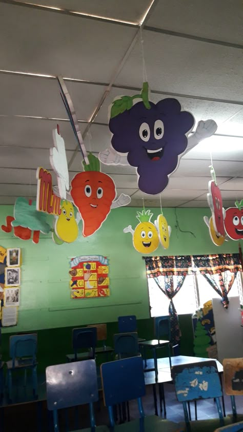 Preschool Hanging Crafts, Classroom Hangings For Preschool, Class Hangings For Preschool, Hanging Charts In Classroom, Danglers For Preschool, School Hanging Decorations Ideas, Classroom Ceiling Decorations Preschool, Hangings For School Decoration, Hanging For Preschool Decoration