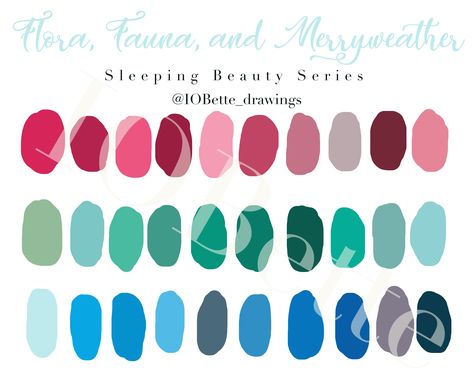 IOBette Color Palette: Flora, Fauna, and Merriweather Disney’s Sleeping Beauty Series. Procreate custom color palettes by IOBette Sleeping Beauty Color Palette, Sleeping Beauty Background, Disney Princess Colors Palette, Disney Sleeping Beauty Background, Fauna Sleeping Beauty, Good Notes, Purple Aesthetic, Sleeping Beauty, Custom Color