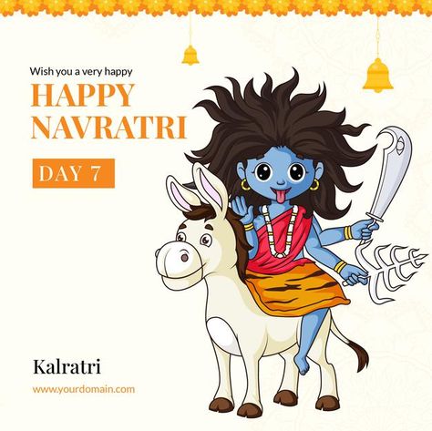 Wish you a very happy navratri festival ... | Premium Vector #Freepik #vector #background #banner #design #social-media Day 7 Navratri Goddess, Navratri Devi, Navratri Devi Images, Devi Images, Durga Mata, Durga Mantra, Navratri Wishes, Goddess Names, Navratri Festival