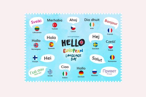 Say Hello! European Day of Languages Poster European Day Of Languages Project, European Day Of Languages Poster, Easter Crossword, European Day Of Languages, Hello In Languages, Europe Day, Outdoor Shutters, Booklet Printing, Book Printing