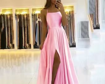 Dusty Pink Prom Dress, Marine Ball, Vestido Pink, Evening Gala, Gaun Fashion, 파티 드레스, Satin Evening Dresses, Cheap Bridesmaid, Pink Prom Dress