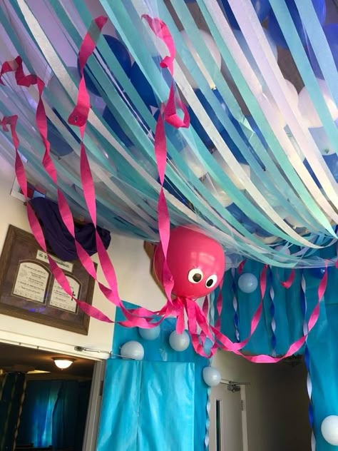 VBS Moses and the Red Sea Sea Vbs Decorations, Sea Party Ideas Decoration, Scuba Vbs Decorations Diy, Under The Sea Vacation Bible School, Set Sail Vbs, Under The Sea Dance Theme, Under The Sea Hallway Decorations, Under The Sea School Dance, Beach Theme Dance