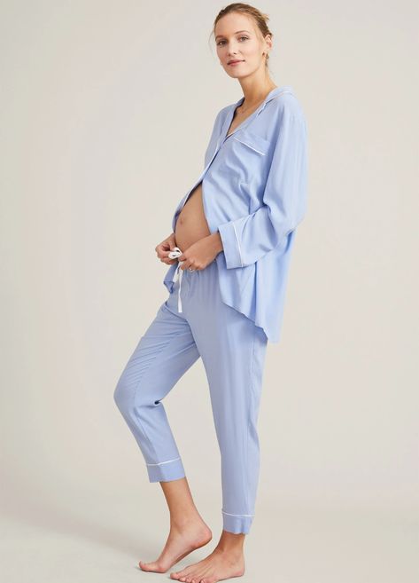 Pajama Set - Nursing Bedshirt Pants PJs | HATCH Collection – HATCH Collection Pregnancy Pajamas, Postpartum Must Haves, Nursing Pajama Set, Hatch Maternity, Nursing Pajamas, Maternity Sleepwear, Maternity Pajamas, Classic Pajamas, Nursing Clothes