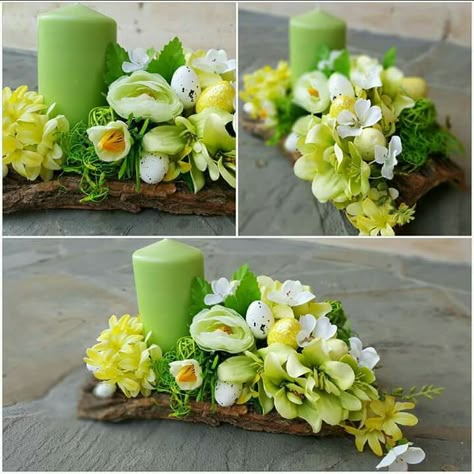 Spring Office Decor, Easter Florals Diy, Outdoor Easter Decorations Diy, Dekoratívne Vence, Easter Flower Arrangements, Easter Arrangement, Deco Champetre, Easter Wreath Diy, Creative Flower Arrangements