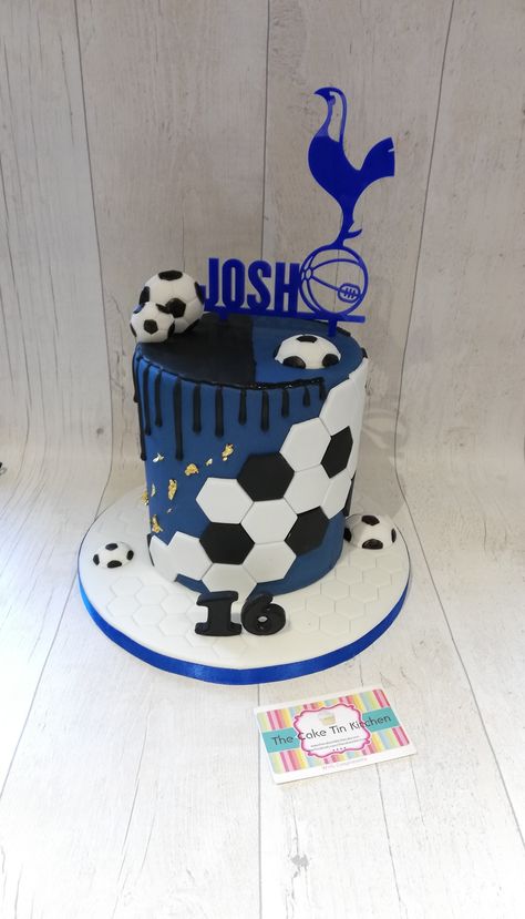 Tottenham Cake Football, Blue Soccer Cake, Tottenham Hotspur Cake, Football Cakes For Boys, Tottenham Cake, Football Cake Design, 21st Bday Cake, Football Themed Cakes, Football Cakes