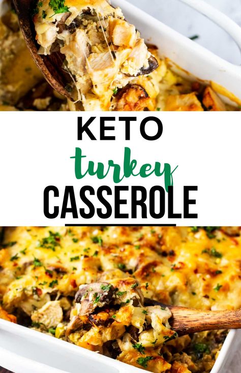 What can you do with leftover turkey? Make this delicious Keto Turkey Casserole! It is filling without being too heavy, making it perfect for a post-holiday dinner. With limited hands-on time, this delightful casserole is flavor-packed and guaranteed to keep your tastebuds happy. Keto Turkey Taco Casserole, Low Carb Turkey Casserole, Keto Turkey Casserole Recipes Leftover, Keto Leftover Turkey Recipes Low Carb, Turkey Meat Casserole Recipes, Leftover Turkey Keto Recipes, Keto Turkey Casserole Recipes, Keto Turkey Leftover Recipes, Low Carb Leftover Turkey Recipes