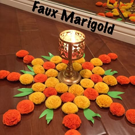 IMG_0907                                                                                                                                                                                 More Marigold Flower Decoration Home, Marigold Stage Decoration, Diwali Decor With Marigold Flowers, Hanging Marigold Decor, Indian Marigold Flower Garlands, Diwali Decorations At Home, Rangoli Ideas, Diwali Party, Diy Diwali Decorations