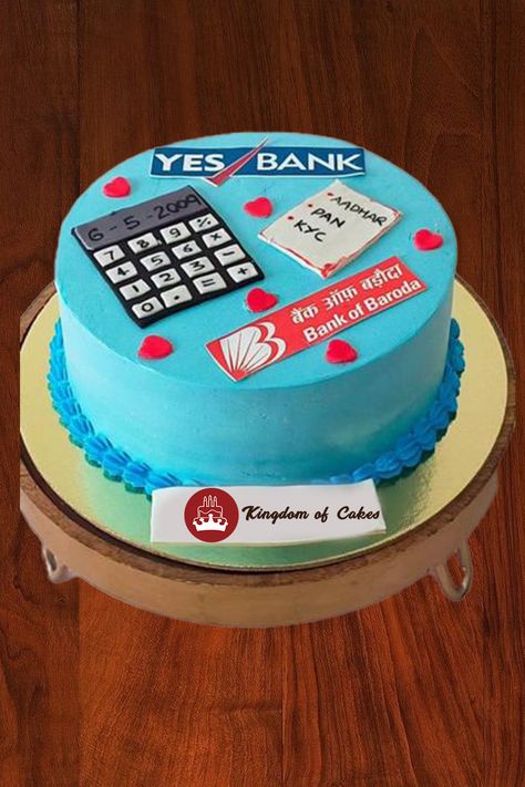 A fun filled for banker themed cake for your loved one. Colors can be altered. This cake is surely to take the limelight. Everything on the cake is done with respect to the work and make there day special. Check out the selection for the very best in unique or custom, handmade pieces. Delivery across Delhi NCR Visit website www.kingdomofcakes.in for more unique designs or call our helpline number +91 9999 81 2200 to discuss your customized cake. Cakes For Bankers, Bank Cake, India Cakes, Gym Cake, Customized Cake, Special Birthday Cakes, Student Birthdays, Retirement Party Decorations, Frozen Disney Movie