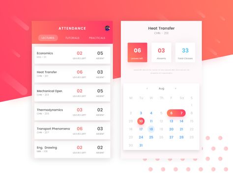 Attendance App | For Students by Kunal Satpal Attendance App, Web Application Ui, Planner For Students, Ui Design Dashboard, Student Attendance, Ux Inspiration, Beauty App, Booking Website, Mobile App Design Inspiration