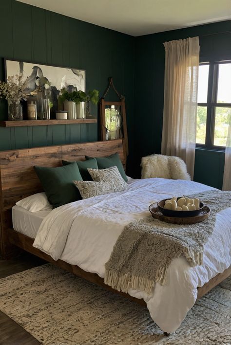 Discover how choosing the right bedroom colors can create the perfect ambiance in any lighting condition. Explore expert tips now.
#ad  


#Colortrend
#wallpaint2024
 #color2024
 #DIYpainting
 ##DIYhomedecor
 #Fixhome Green Bedroom With Black Furniture, Black White And Dark Green Bedroom, Men Green Bedroom, Black Wall Green Bedding, Cottage Bedroom Green Walls, Green Tan Black Bedroom, Modern Bedroom Green Bedding, Dark Green Accent Bedroom, Dark Green Half Wall Bedroom