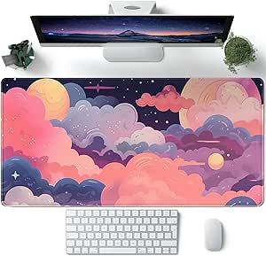 Anime Clouds, Kawaii Clouds, Streamer Ideas, Purple Desk, Clouds Pink, Kawaii Cloud, Cute Desk Decor, Aesthetic Office, Computer Mat