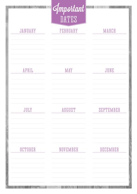 21 Free Printables to Help You Organize Your Life - A Hundred Affections Happy Planner Printables, Bullet Journal Printables, Paper Pop, Birthday Calendar, Organization Printables, Diy Planner, Birthday Printables, Yearly Planner, Save The Dates