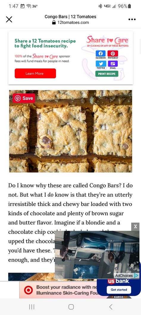 Congo Bars 12 Tomatoes, Congo Bars, Desert Bars, Desert Bar, 12 Tomatoes Recipes, Dessert Bar Recipe, Book Diy, Food Insecurity, 12 Tomatoes