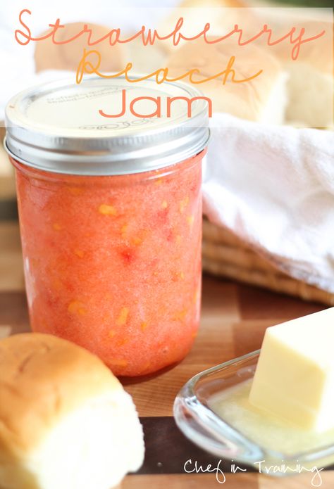 No-Cook Strawberry Peach Jam! Another pinner said: This is an INCREDIBLE recipe and a great flavor combo! Strawberry Peach Jam, Freezer Jam, Peach Jam, Jam And Jelly, Homemade Jam, Incredible Recipes, Jam Recipes, Canned Food, Canning Recipes