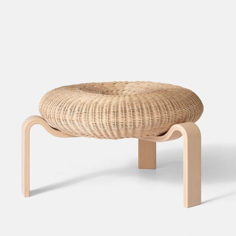 Stool | Ole Schjøll | A. Petersen | SUITE NY Modern Wicker Furniture, On Suite, Contemporary Stools, Rattan Stool, Arabic Style, Dining Stools, Rustic Materials, Stool Design, Smart Furniture