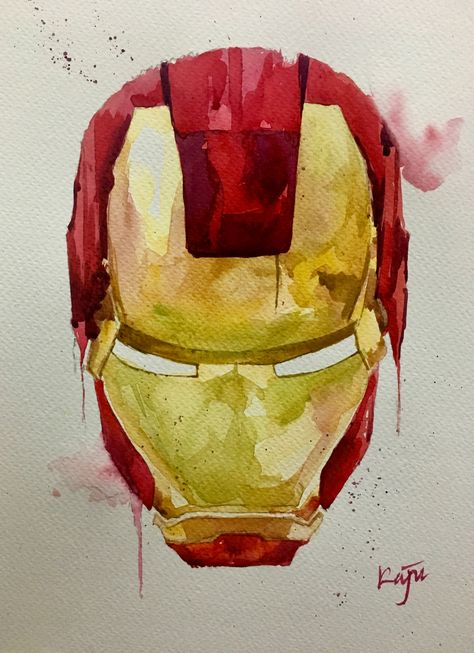 Spiderman Watercolor Art, Marvel Paintings On Canvas, Marvel Watercolor Art, Iron Man Watercolor, Spiderman Watercolor, Marvel Watercolor, Avengers Watercolor, Portfolio Painting, Iron Man Painting