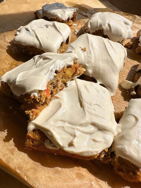 Healthy Carrot Cake Bars Healthy Carrot Cake Dessert, Healthy Banana Carrot Cake, Carrot Cake Bars Healthy, Sheet Pan Carrot Cake Bars, Clean Eating Carrot Cake, Carrot Cake Bars, Healthy Carrot Cakes, Make Cream Cheese, Cream Cheese Frosting Recipe