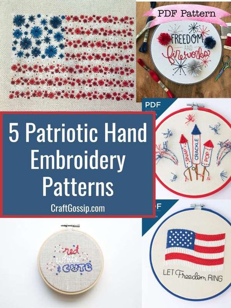 Proudly display your patriotism with one of these five beautiful patterns that you can purchase over on Etsy.  Each one is unique and I can’t pick a favorite.  How about you? When purchasing, make sure to read the description to … Read More ... Patriotic Hand Embroidery Patterns, Fourth Of July Embroidery Designs, American Flag Embroidery, Patriotic Embroidery Designs, Fourth Of July Embroidery, 4th Of July Embroidery Designs, Americana Embroidery, 4th Of July Embroidery, Redwork Embroidery Designs