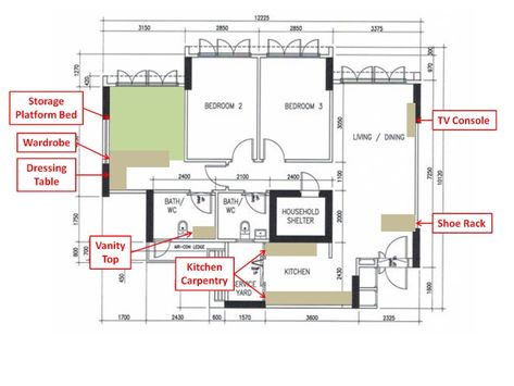 4 Room Bto Simple Home - Reno t-Blog Chat - HDB BTO Interior Design and Renovation - RenoTalk.com ™ Hdb Bto Service Yard Ideas, Platform Bed Ideas Bedrooms, 4 Room Bto, Low Bunk Beds, Four Rooms, Renovation Design, Room Renovation, Kitchen Room Design, After 3