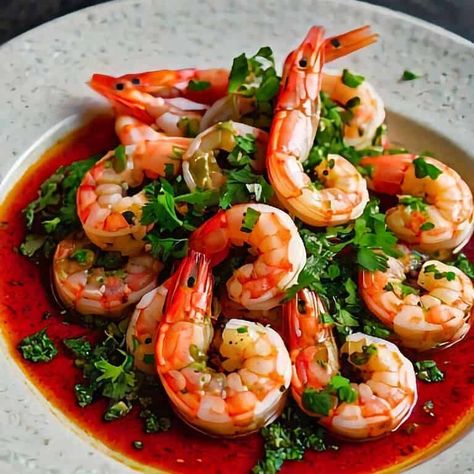 Argentine Red Shrimp and Chimichurri Recipe This dish showcases the bright pink color of the shrimp in the Argentine red shrimp and chimichurri recipe, perfectly balanced by the vivid green of chimichurri sauce. The shrimp Argentine Red Shrimp, Chimichurri Recipe, Chimichurri Sauce, Large Shrimp, Campfire Cooking, Grilled Shrimp, How To Cook Shrimp, Cooking Method, Cooking Instructions