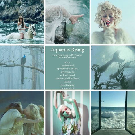 Aquarius rising / ascendent zodiac sign mood board and aesthetic Aquarius Vibes Aesthetic, Aquarius Astethic, Age Of Aquarius Aesthetic, Aquarius Rising Style, Aquarius Mood Board, Aquarius Saturn Aesthetic, Rising In Aquarius, Aquarius Moon Aesthetic, Aquarius Rising Sign