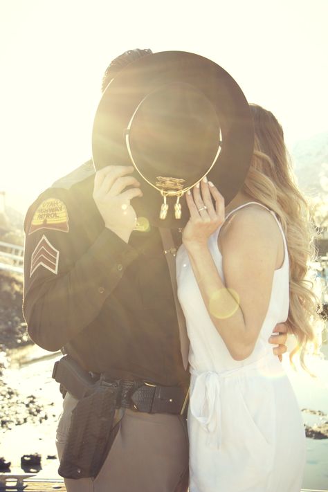 👰🏼❤️👨🏻‍✈️ #saltlakecity #police #sergeant #utah #highway #patrol #highwaypatrol #sesion #photoshoot #engagement Cop Couple Photoshoot, Police Wife Photoshoot, Law Enforcement Photoshoot, Law Enforcement Wedding Ideas, Law Enforcement Engagement Pictures, Police Wedding Photos, Police Photoshoot, Police Engagement Photos, Law Enforcement Wedding