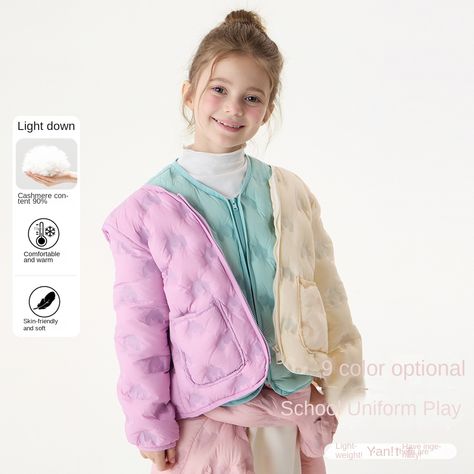 Children's Outerwear School Uniform Innerwear Fresh Candy Color Casual Girls Light Down Jacket 2024 Winter New Teenage Kids Coat - AliExpress 1501 Light Down Jacket, Light Down, Kids Coats, Casual Girl, Candy Colors, Down Jacket, Cashmere, Candy, Color