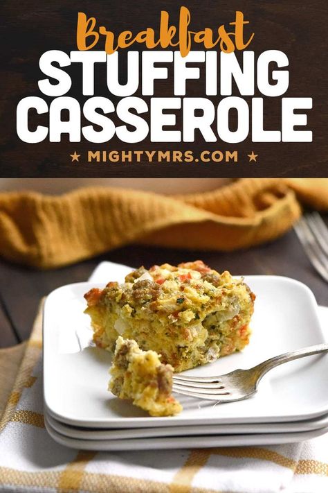 This breakfast casserole is made with stuffing mix! An awesome way to put those leftover boxes of stuffing mix to use post Thanksgiving. This breakfast stuffing is made with boxed stuffing mix (any flavor but sage is awesome), turkey sausage, bell peppers, onion and eggs. So easy! Make ahead, heat and eat for breakfast on the go. Or make a big batch for breakfast on weekened of holidays. Optional: Top this breakfast casserole with Hollandaise sauce, salsa or hot sauce for added flavor. Must try! Breakfast Casserole With Stove Top Stuffing, Stuffing Egg Bake, Stuffing Mix Breakfast Casserole, Boxed Stuffing Casserole, Egg Bake With Stuffing, Breakfast Stuffing Casserole, Breakfast Casserole With Stuffing, Recipes With Leftover Stuffing, Stuffing Breakfast Casserole