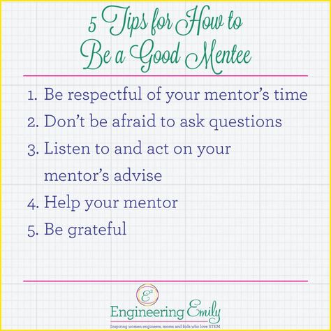 All about Mentors: How to choose a Mentor, be a good Mentee, and be a good Mentor - Engineering Emily Mentor Checklist, Mentor Program, Follow The Leader, School Worksheets, My Career, Career Success, Career Path, Find Someone Who, Career Development