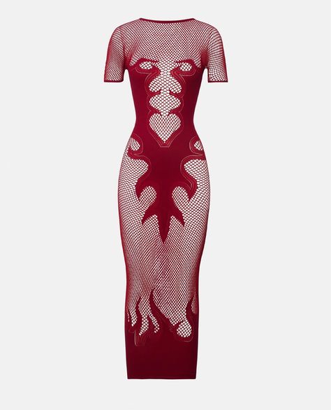 The Ja’mie Dress & Premier Tracksuit via @indialove & @aliyahsinterlude 🌹🌹 Fishnet Fabric, Athleisure Tops, Graphic Dress, Heart Fashion, Embellished Dress, Always Remember, Dress Red, Lower Back, Holiday Festival