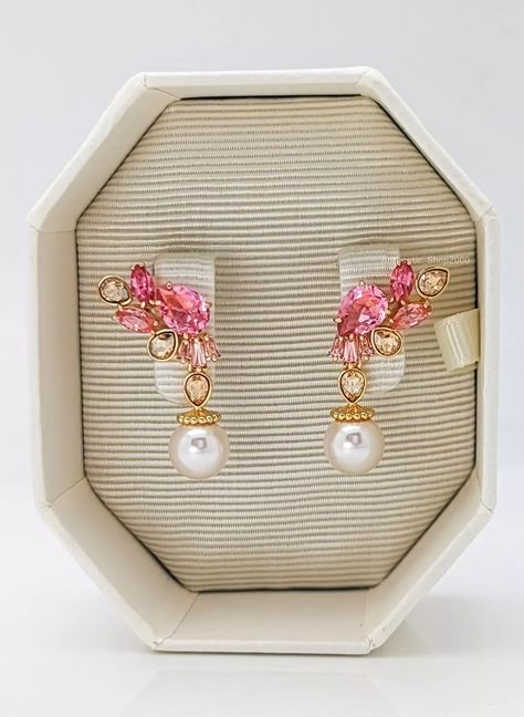 New Authentic SWAROVSKI Pink Cherry Blossom Pearl Gema Drop Earrings 5688486 | eBay Pink And Champagne, Cherry Blossom Earrings, Second Piercing, Pink Cherry Blossom, Pink Swarovski, Pink Cherry, Style Pink, Swarovski Earrings, Pink Crystal