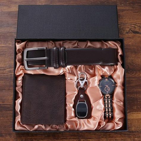 Creative Gifts For Husband, Gifts For My Dad, Belt Wallet, Luxury Gifts For Men, Gift Box For Men, Surprises For Husband, Womens Luggage, Gift Box Ideas, Wristwatch Fashion