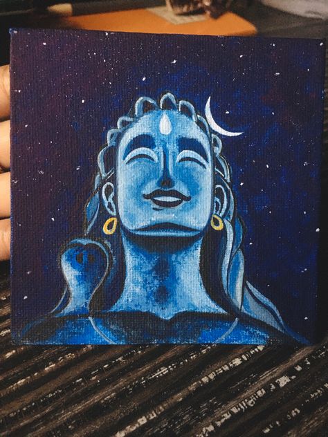 Shiv Ji Small Canvas Painting, Adiyogi Shiva Rangoli, Shiv Painting On Canvas, Shiv Watercolor Painting, Self Love Canvas Painting, Shiv Painting Canvases, Shiv Painting Easy, Adiyogi Shiva Drawing, Shiv Ji Painting On Canvas