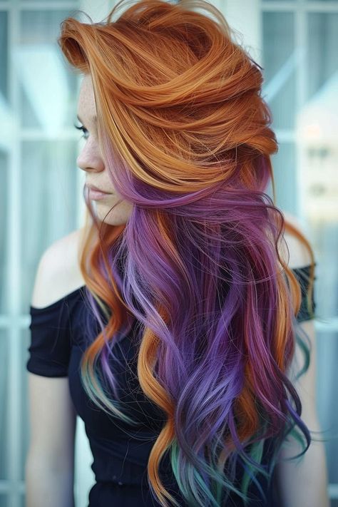 Vivid Hair Color, Creative Hair Color, Brunette Color, Pretty Hair Color, Colorful Hair, Hair Color And Cut, Hair Dye Colors, Hair Inspiration Color, Mermaid Hair