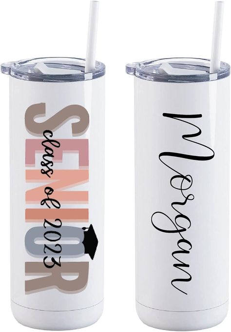 Graduation Cups Ideas, Senior Tumbler Ideas, Grad Cups, Graduation Cup Design, Personalized College Tumblers, Senior Graduation, Senior Gifts, Graduation Gifts For Her, 20 Oz Tumbler