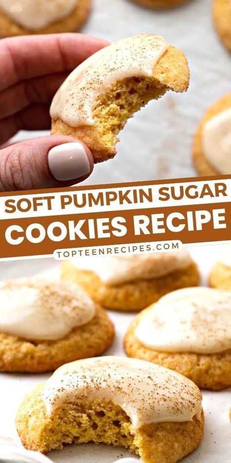 These pumpkin sugar cookies taste much better than store-bought and are super easy to make. Pumpkin puree, cinnamon, ginger, nutmeg, sugar, butter, and a few other ingredients make these pumpkin cookies sweet, chewy, and warmly spiced. Butternut Squash Cookies Recipes, Butternut Cookies, Make Pumpkin Puree, Spiced Cookies, Bakers Delight, Healthier Sweets, Pumpkin Sugar Cookies, Baking Stuff, Holiday Sweets