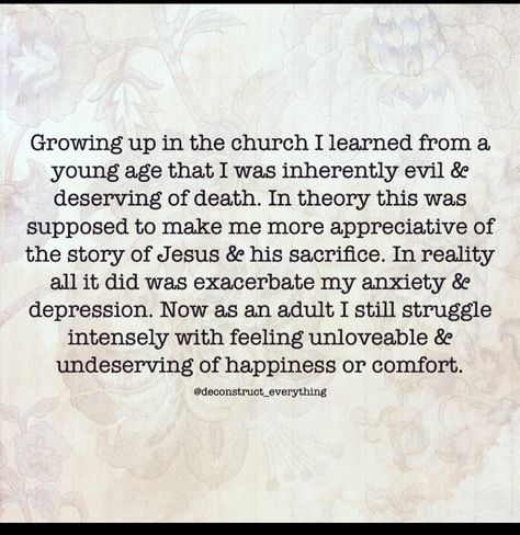 Ex Evangelical, Religious Guilt, Deconstructing Christianity, Ex Christian, Faith Deconstruction, Pf Ideas, Catholic Guilt, Guilt Quotes, Christian Leave