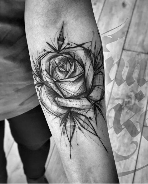 Sketch Style Rose Tattoo, Men's Rose Tattoo, Sketchy Rose Tattoo, Sketch Style Tattoos Men, Forearm Tattoos Sketch, Sketch Tattoo Sleeve, Sketch Tattoo Design Men, Sketch Style Tattoos Designs, Tattoo Sketches For Men Forearm