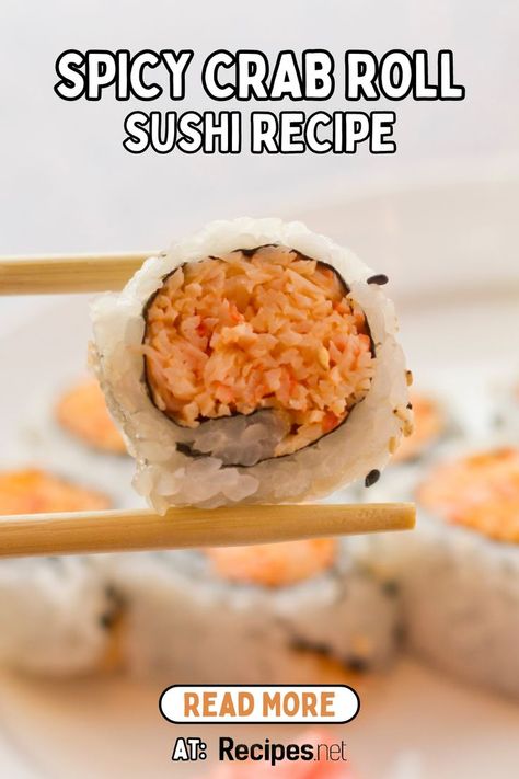 Spicy Crab Roll Sushi on a Plate - Japanese Food Recipe Spicy Crab For Sushi, How To Make Spicy Crab Sushi, Sushi Spicy Crab, Spicy Crab Sushi Roll Recipes, Volcano Sushi Roll Recipe, Sushi Recipes Spicy, Sushi Crab Mix Recipes, Crab Mix For Sushi, Crunchy Crab Sushi Roll