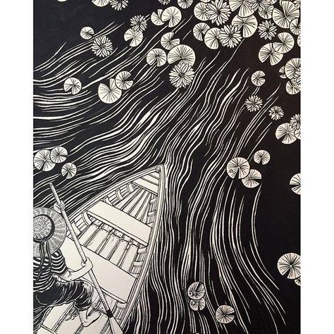 Lines In Art, Yuko Shimizu, Pen Art Work, Micron Pen, Contour Lines, Black Paper Drawing, Lino Art, Creativity Inspiration, Pen Art Drawings